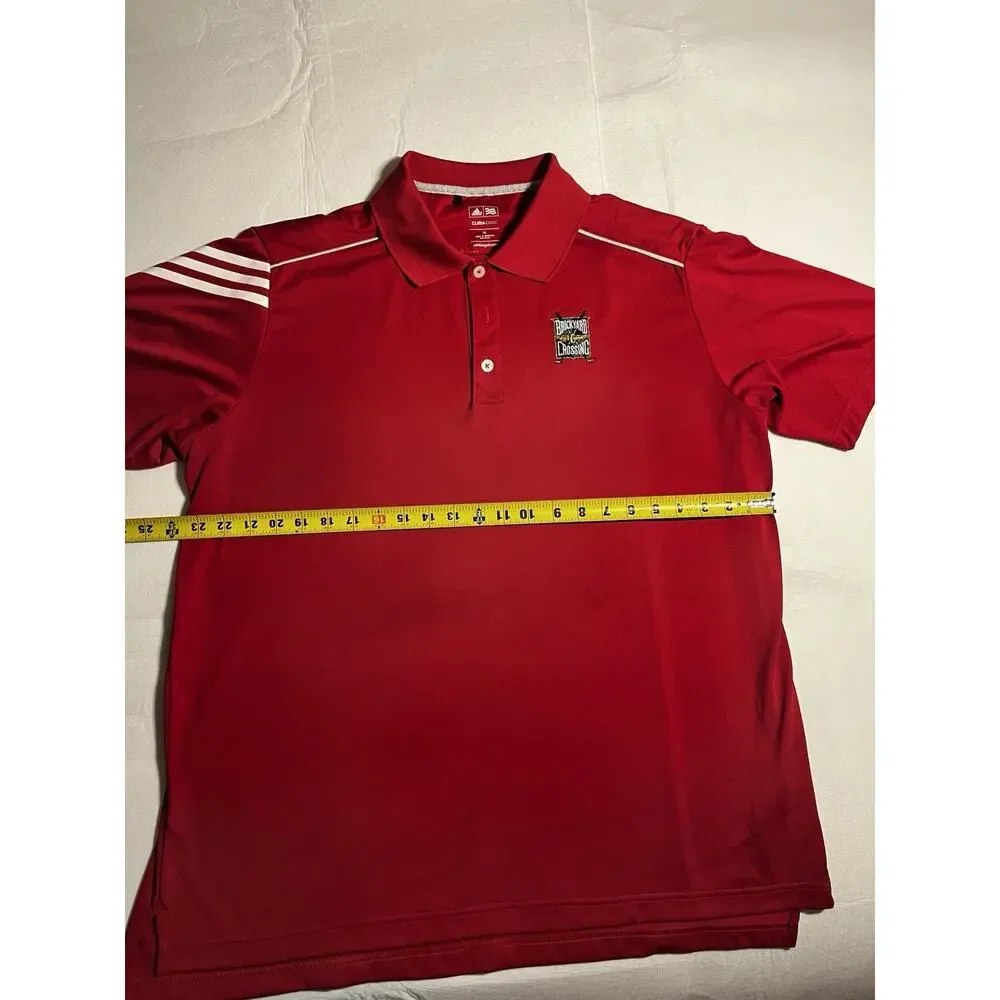 Adidas Brickyard Crossing Golf Polo Men’s XL Red Climacool 3 Stripe Indianapolis